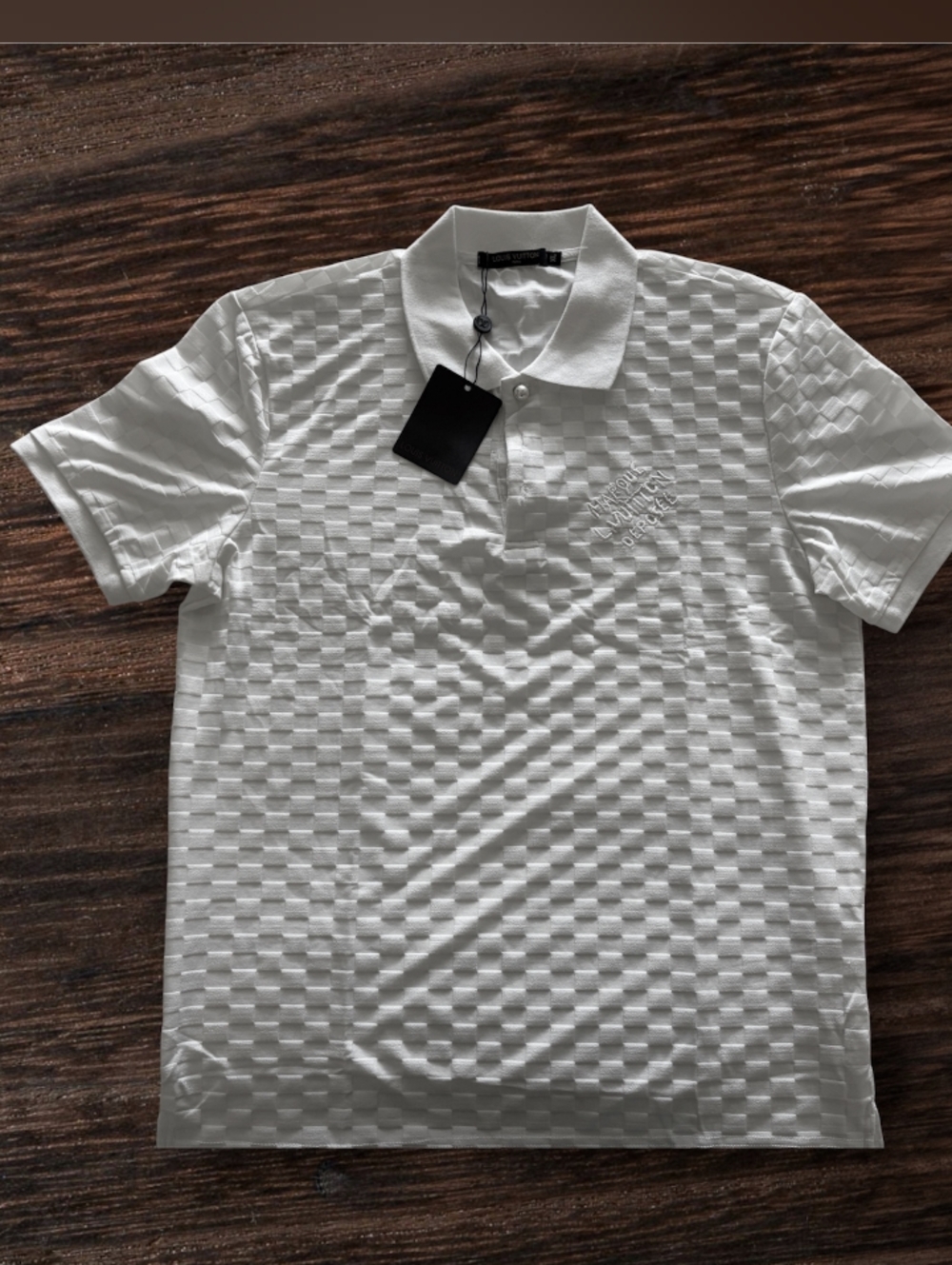 Louis Vuitton White Checker Embossed Polo